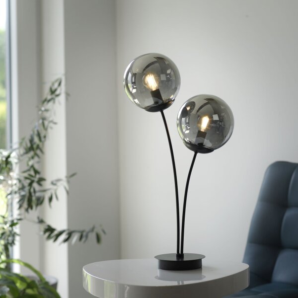 Lampe de table confortable en verre fumé 60 cm E14 à faible éblouissement