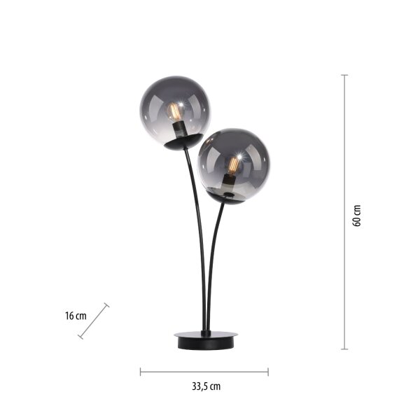 Lampe de table confortable en verre fumé 60 cm E14 à faible éblouissement