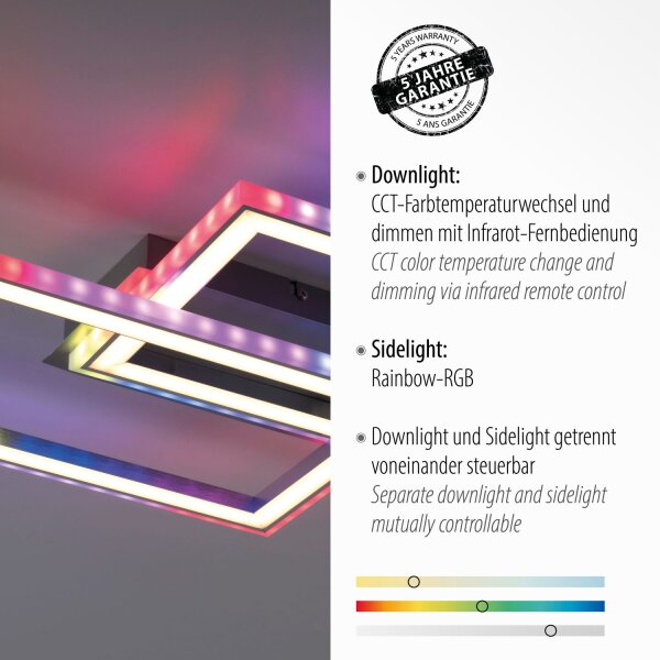 LED Deckenlampe Rainbow RGB dimmbar 5000 lm L:121 cm