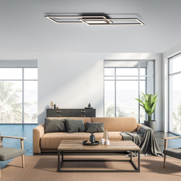 Lampe de plafonnier LED à intensité variable Métal noir 100 cm 5600 lm