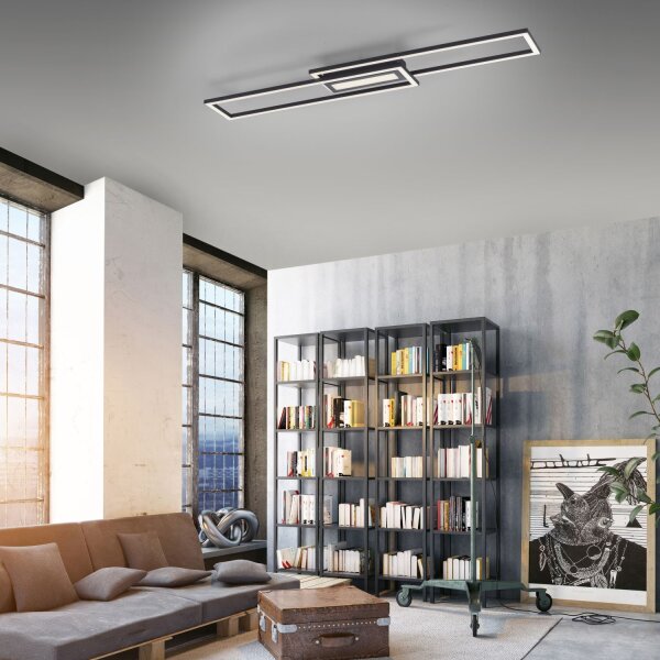 Dimmbare LED Deckenlampe Metall Schwarz warmweiß 3000 K