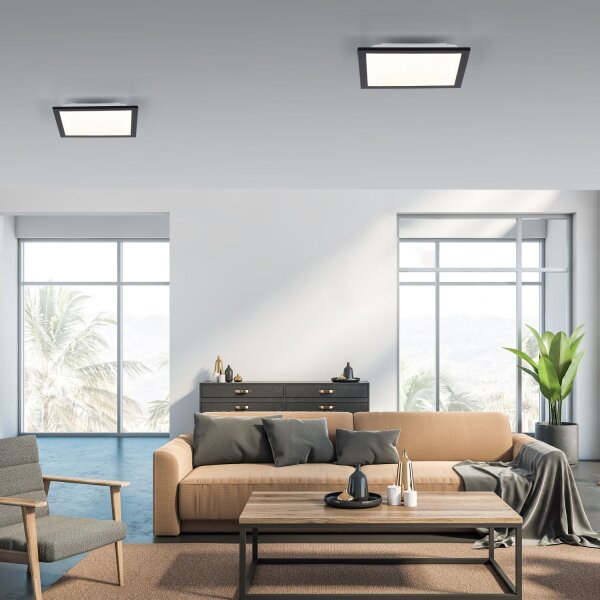 Flache LED Deckenlampe Schwarz B:29,5 cm 6 W 750 lm