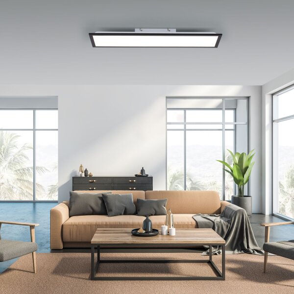 Flache LED Deckenlampe Schwarz L:79,5 cm 14 W 3000 K