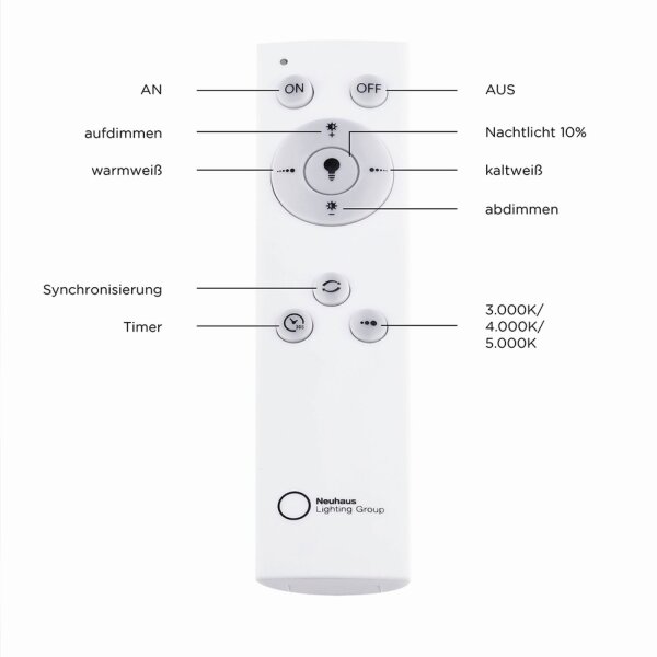 LED Deckenlampe dimmbar L:44,5 cm Fernbedienung Schwarz