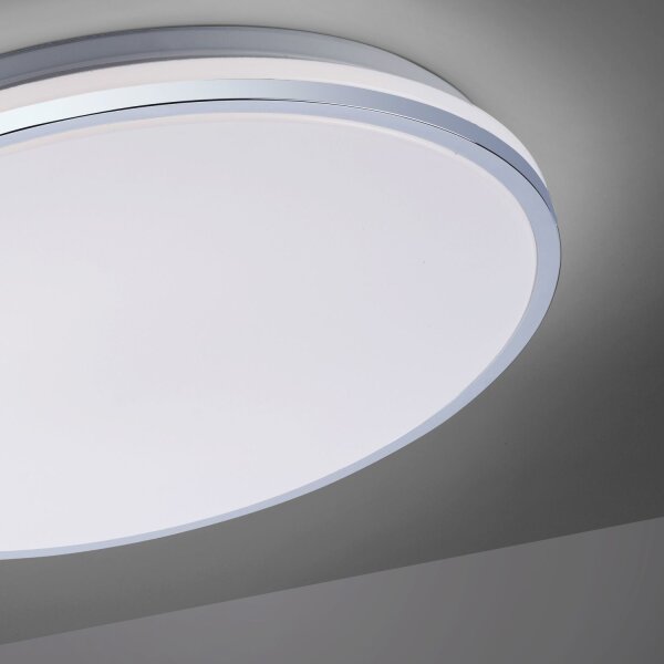 LED Deckenlampe in Chrom IP44 Ø49 cm 2500 lm blendarm