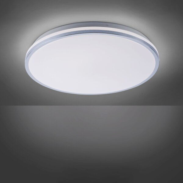LED Deckenlampe in Chrom IP44 Ø49 cm 2500 lm blendarm