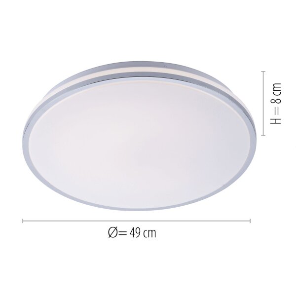LED Deckenlampe in Chrom IP44 Ø49 cm 2500 lm blendarm