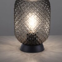 Lampe de table gris fumé noir verre métal...