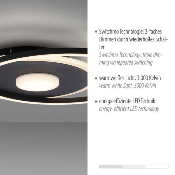 Lampe de plafonnier LED de style en métal noir 26 W 3000 K