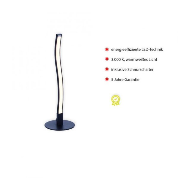 Lampe de table LED noire métal 30 cm 300 lm faible éblouissement