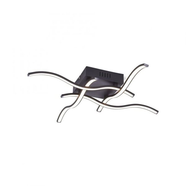 Plafonnier LED Vagues Métal Noir L:55 cm 3000 K