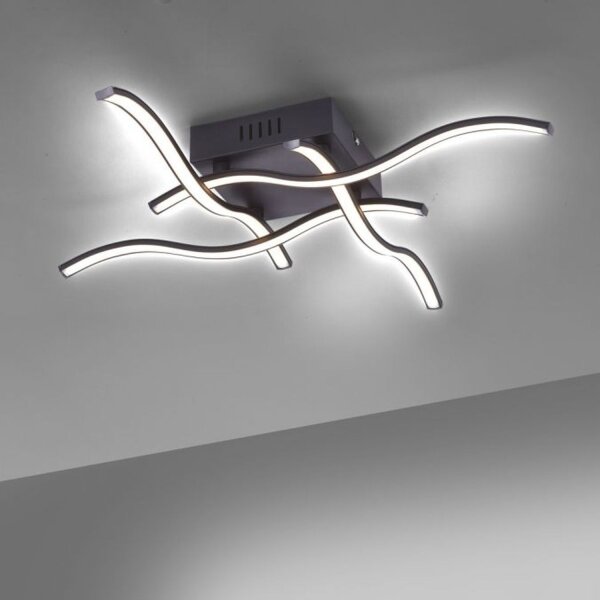 Plafonnier LED Vagues Métal Noir L:55 cm 3000 K