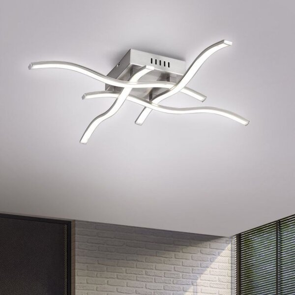 LED Deckenleuchte Wellen Metall in Stahl B:55 cm 3000 K
