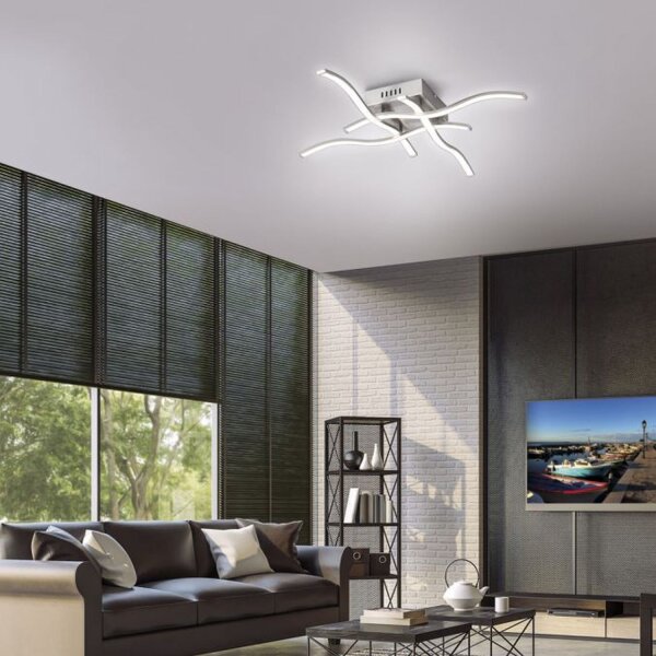 LED Deckenleuchte Wellen Metall in Stahl B:55 cm 3000 K