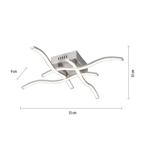 LED Deckenleuchte Wellen Metall in Stahl B:55 cm 3000 K