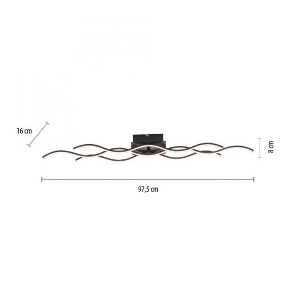 LED Deckenlampe Wellen Metall Schwarz 3920 lm Modern