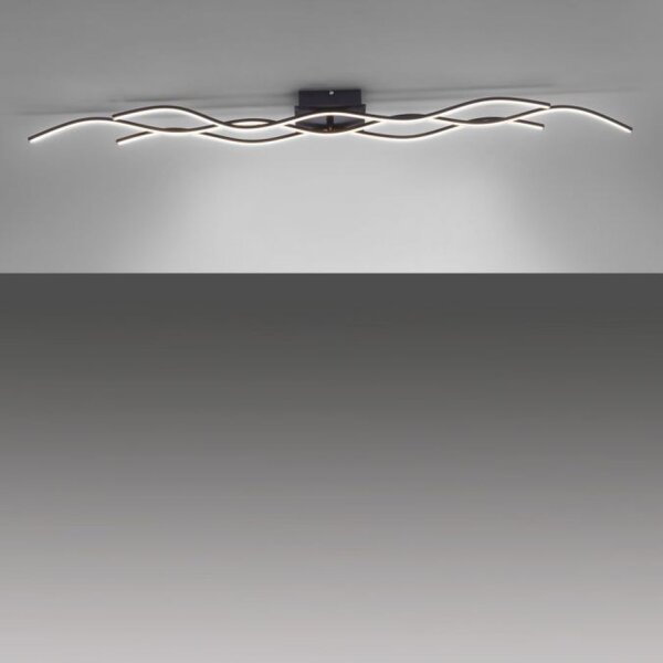 LED Deckenleuchte Wellen Metall Schwarz 139 cm 3000 K