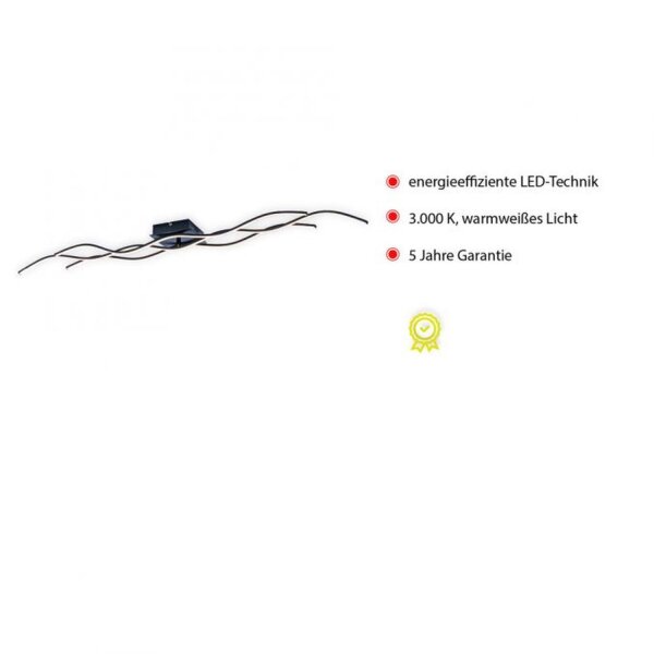 LED Deckenleuchte Wellen Metall Schwarz 139 cm 3000 K