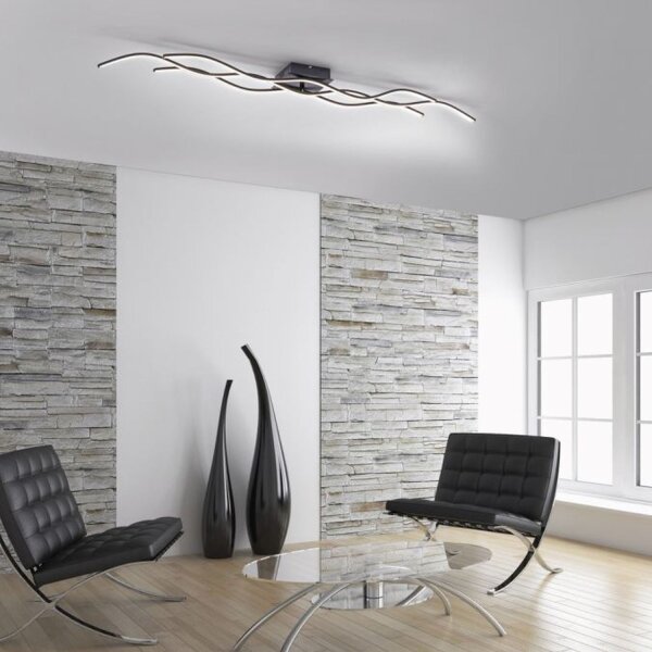 LED Deckenleuchte Wellen Metall Schwarz 139 cm 3000 K