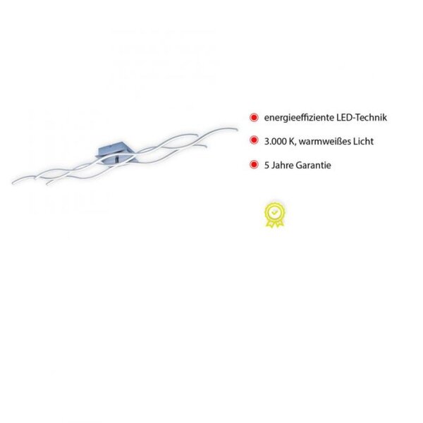LED Deckenleuchte Wellen Metall in Stahl 139 cm 3000 K