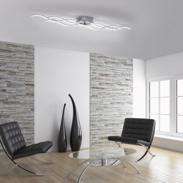 LED Deckenleuchte Wellen Metall in Stahl 139 cm 3000 K