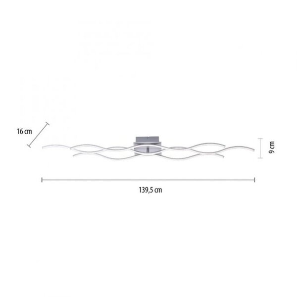 LED Deckenleuchte Wellen Metall in Stahl 139 cm 3000 K