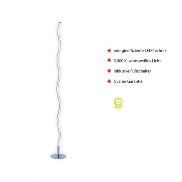 LED Stehlampe Metall in Stahl 120 cm 3000 K blendarm