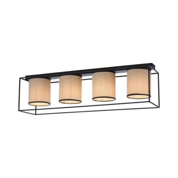 Deckenlampe Stoff Metall Beige Schwarz E27 4-flammig