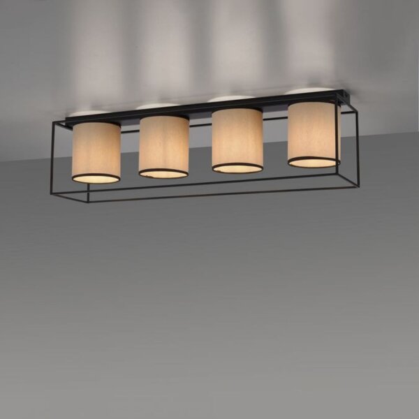 Deckenlampe Stoff Metall Beige Schwarz E27 4-flammig