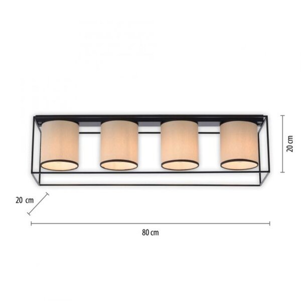 Deckenlampe Stoff Metall Beige Schwarz E27 4-flammig