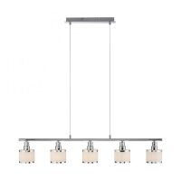 Suspension longue métal chrome 5 flammes E14 90 cm