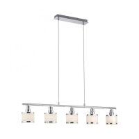 Suspension longue métal chrome 5 flammes E14 90 cm