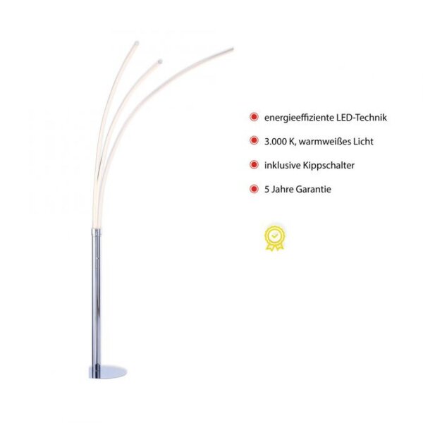 Lampe LED en arc chromée métal 6 W 733 lm 215 cm XXL