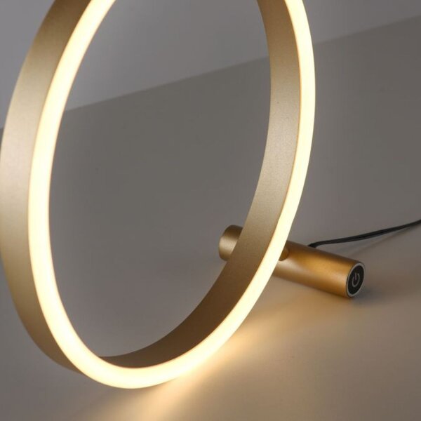 Dimmbare LED Tischlampe Touch 28 cm Ring in Messing