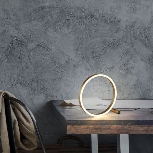 Dimmbare LED Tischlampe Touch 28 cm Ring in Messing