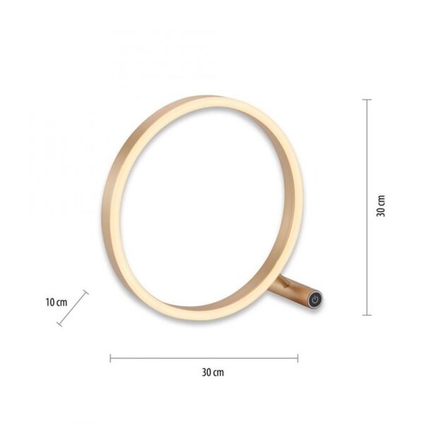 Dimmbare LED Tischlampe Touch 28 cm Ring in Messing