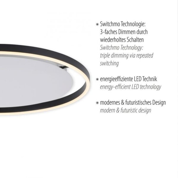 LED Deckenleuchte dimmbar Anthrazit Ø58,5 cm 3650 lm