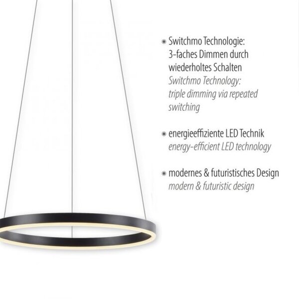 Dimmbare LED Hängelampe Anthrazit Metall Ø39,3 cm 20 W