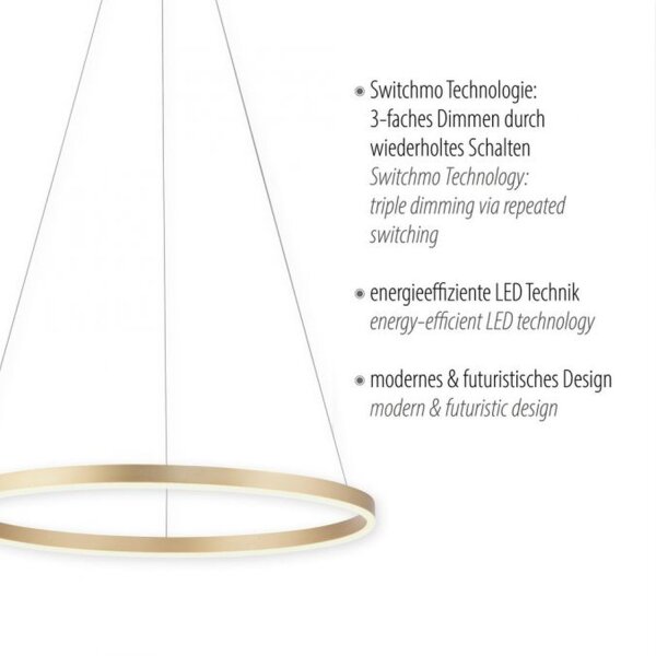 Suspension LED à intensité variable Ø58,5 cm 3000 K en laiton