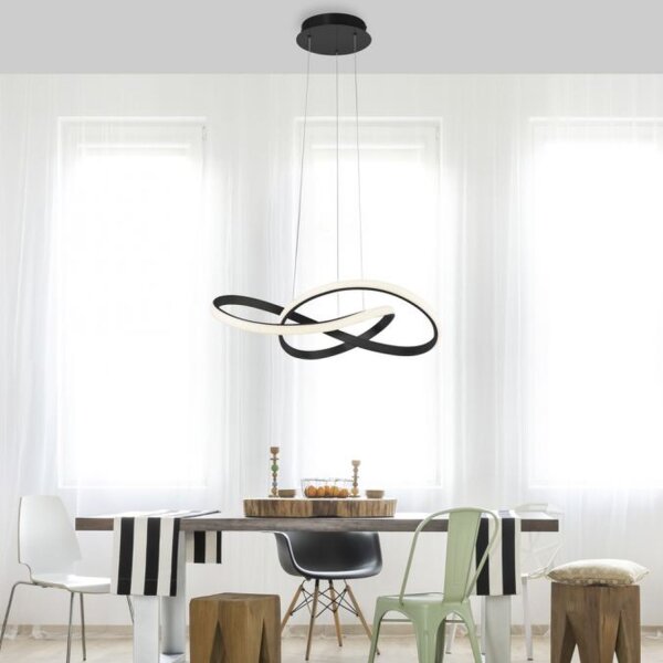 Dimmbare LED Hängeleuchte Metall Schwarz 3000 K L:57 cm
