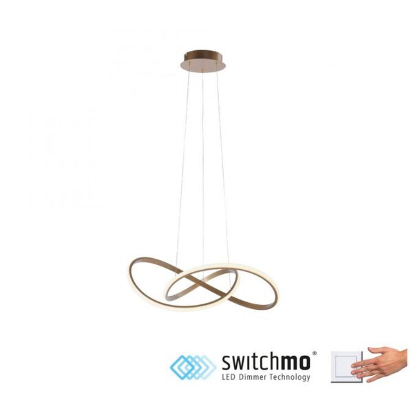 Dimmbare LED Hängeleuchte in Messing 3000 K L:57 cm