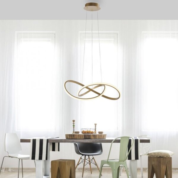 Dimmbare LED Hängeleuchte in Messing 3000 K L:57 cm
