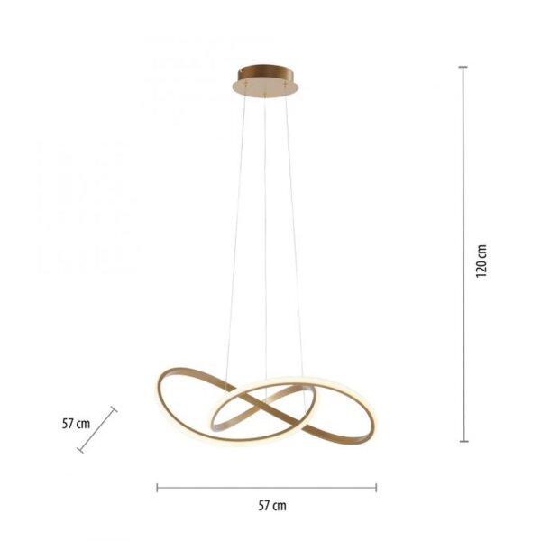 Dimmbare LED Hängeleuchte in Messing 3000 K L:57 cm