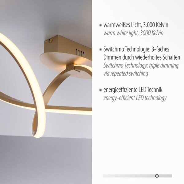 Lampe de plafonnier LED à intensité variable en laiton 3000 K blanc chaud