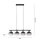 Suspension verre métal gris fumé noir E14 L:68 cm