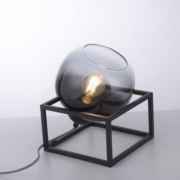 Lampe de table Abat-jour en verre Gris fumé Noir E27 23 cm petit