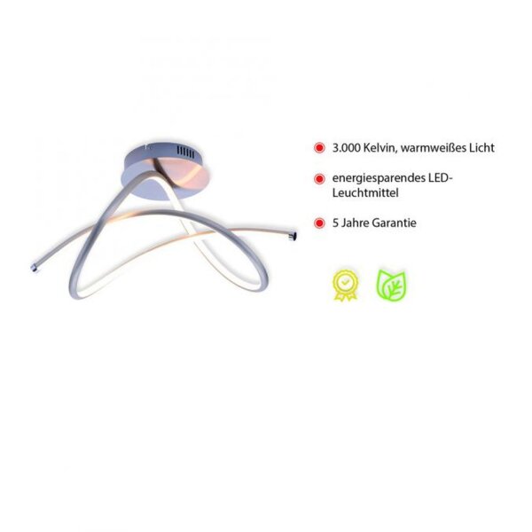 Lampe de plafonnier LED incurvée en acier 3000 K blanc chaud