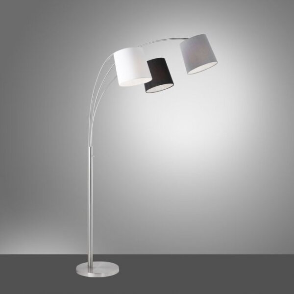 Confortable lampe à arc métal tissu E27 190 cm 3-flmg