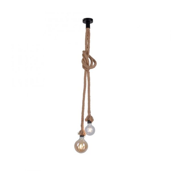 Vintage Pendelleuchte E27 2-flammig Ø10 cm Tau Seil
