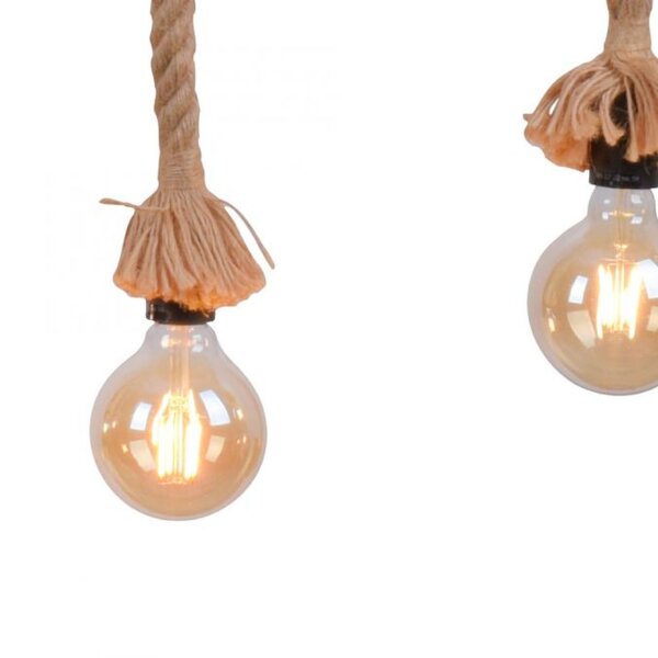 Suspension vintage poutre en bois corde E27 100 cm